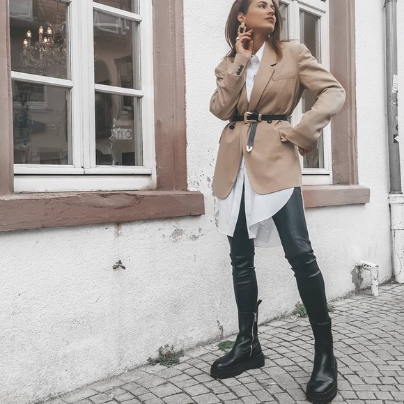 Zara Leather Ankle Boots with Lug Soles - Picture 14 of 16